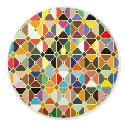 Multicolore geometric patterns with octagon shapes ceramic knob