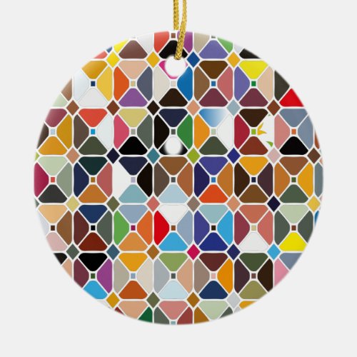 Multicolore geometric patterns with octagon shapes ceramic ornament