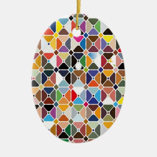 Multicolore geometric patterns with octagon shapes ceramic ornament