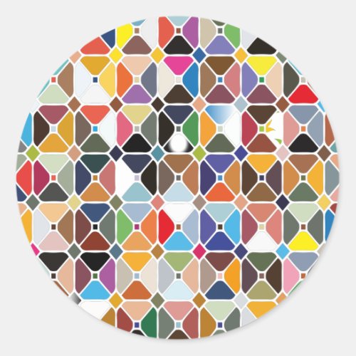Multicolore geometric patterns with octagon shapes classic round sticker