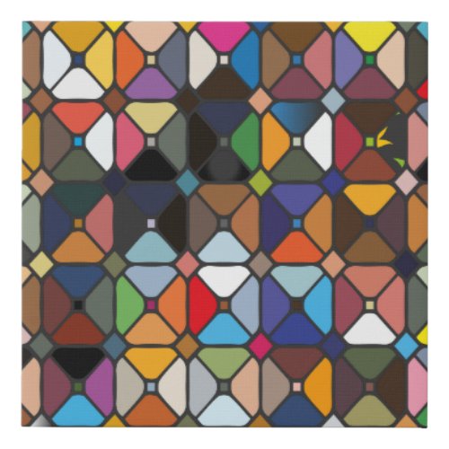 Multicolore geometric patterns with octagon shapes faux canvas print