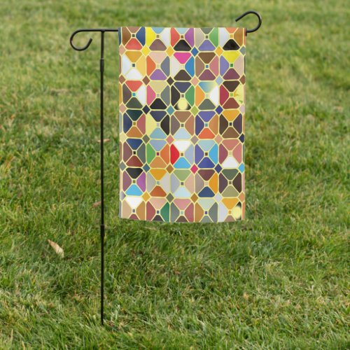 Multicolore geometric patterns with octagon shapes garden flag