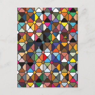 Multicolore geometric patterns with octagon shapes holiday postcard