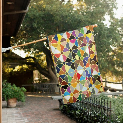 Multicolore geometric patterns with octagon shapes house flag