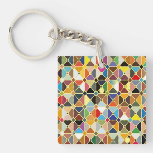 Multicolore geometric patterns with octagon shapes keychain