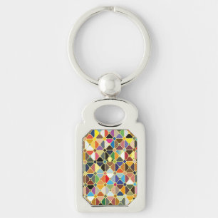 Multicolore geometric patterns with octagon shapes keychain