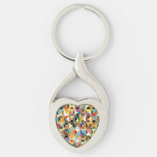 Multicolore geometric patterns with octagon shapes keychain