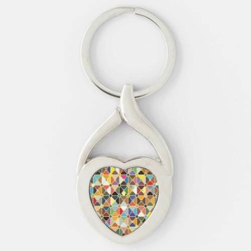 Multicolore geometric patterns with octagon shapes keychain