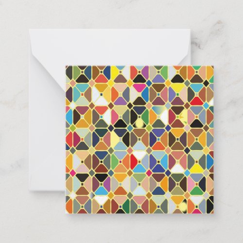 Multicolore geometric patterns with octagon shapes note card
