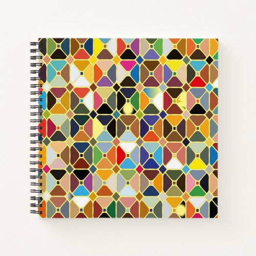 Multicolore geometric patterns with octagon shapes notebook