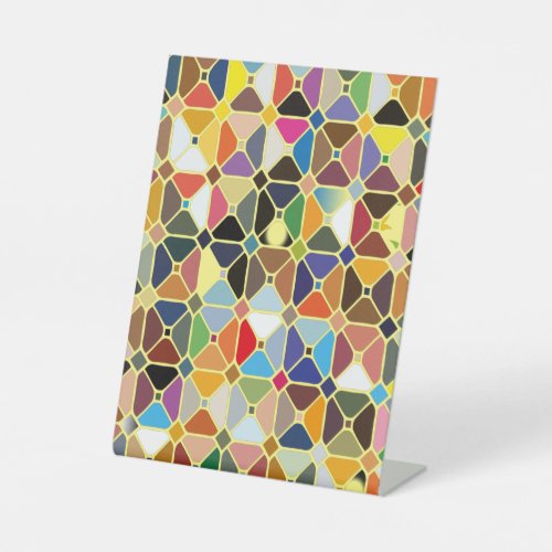 Multicolore geometric patterns with octagon shapes pedestal sign