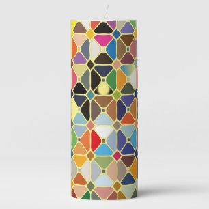 Multicolore geometric patterns with octagon shapes pillar candle