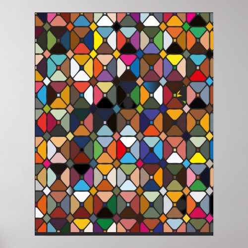 Multicolore geometric patterns with octagon shapes poster