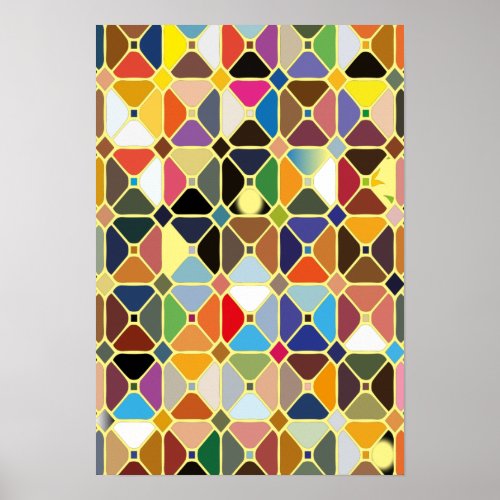 Multicolore geometric patterns with octagon shapes poster