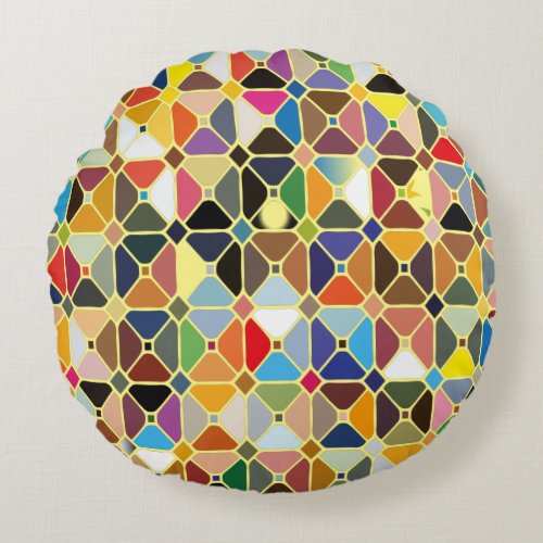 Multicolore geometric patterns with octagon shapes round pillow
