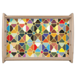 Multicolore geometric patterns with octagon shapes serving tray