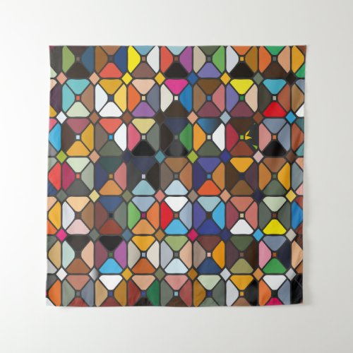 Multicolore geometric patterns with octagon shapes tapestry