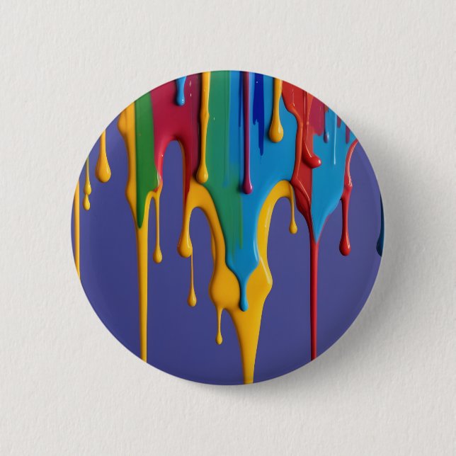 Multicolored Abstract AI dripping paint button (Front)
