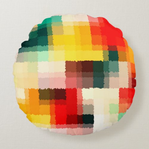 Multicolored Abstract Art Round Pillow