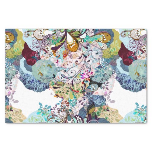 Multicolored abstract floral overlay pattern tissue paper