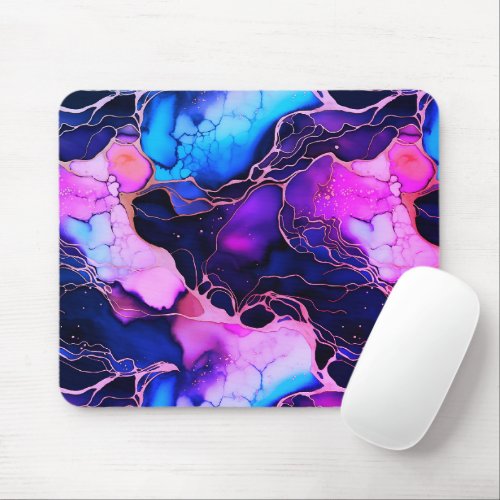 Multicolored Abstract Ink Pattern Mouse Pad