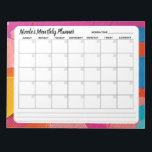 Multicolored Abstract Monthly Calendar Notepad<br><div class="desc">Plan out your months,  daily to-do's,  appointments,  assignments,  and jot down reminders in style with this undated abstract design monthly planner for your desktop. The artwork in the border is from an original painting by Desirae Ofori of DeKelis Art Studio.</div>