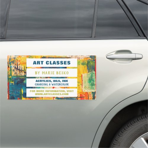 Multicolored Abstract Paint Art Teacher Art Class Car Magnet