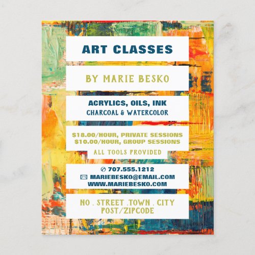 Multicolored Abstract Paint Art Teacher Art Class Flyer