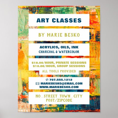 Multicolored Abstract Paint Art Teacher Art Class Poster