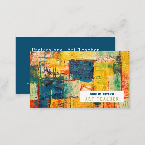 Multicolored Abstract Paint Art Teacher Business Card