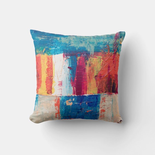 Multicolored abstract painting throw pillow (Front)