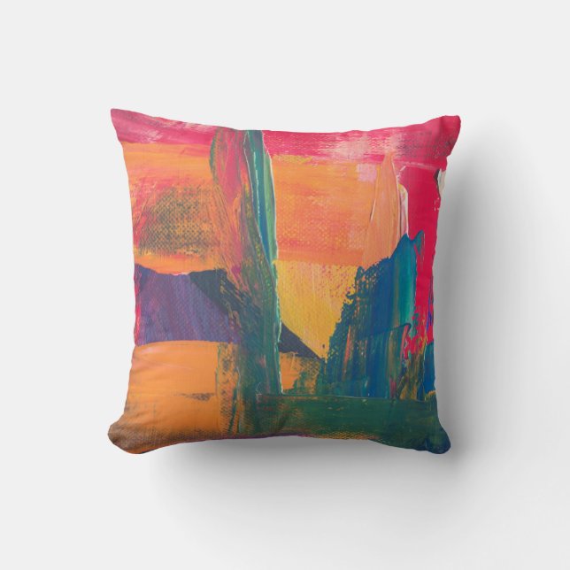 Multicolored Abstract Painting  Throw Pillow (Front)