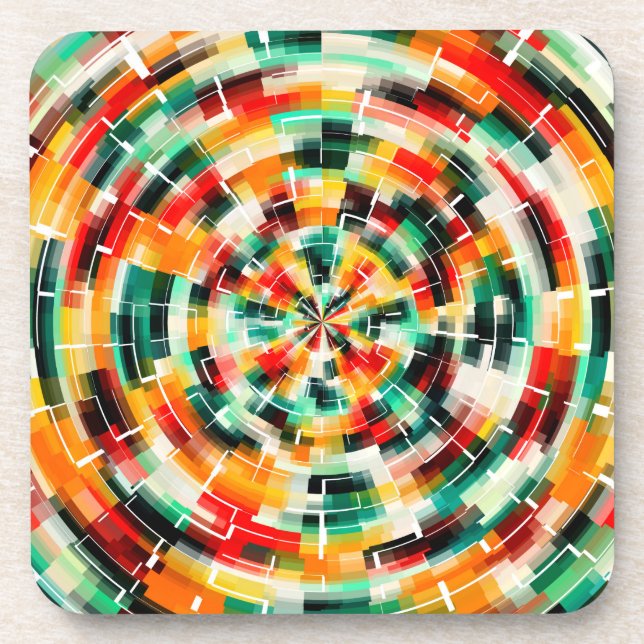 Multicolored Abstract Pattern Beverage Coaster (Front)
