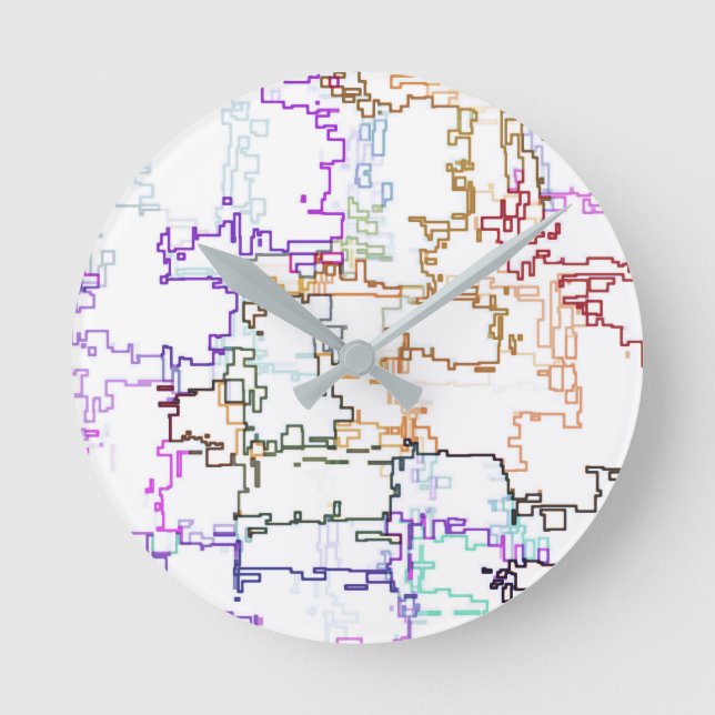 Multicolored Abstract Pattern Round Clock (Front)