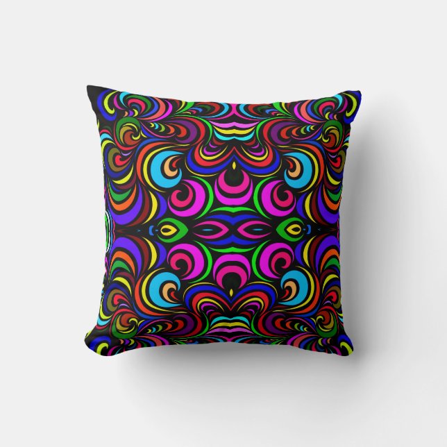 Multicolored abstract patterns throw pillow (Front)