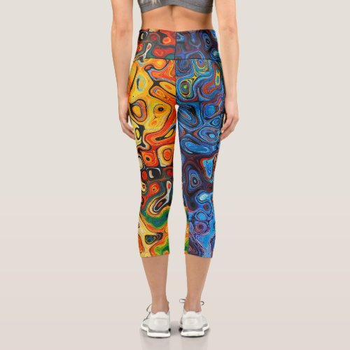 Multicolored Abstract Unique Capri Leggings