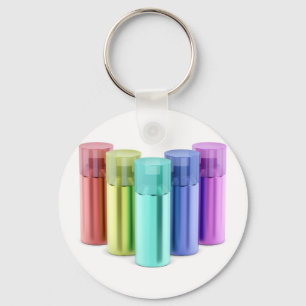Multicolored aerosol spray cans keychain