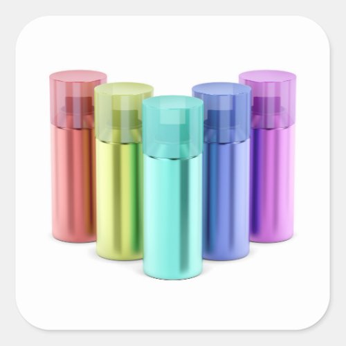 Multicolored aerosol spray cans square sticker