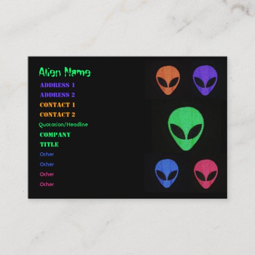 Multicolored ALIEN FACE Business cards