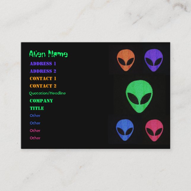 Multicolored ALIEN FACE Business cards (Front)