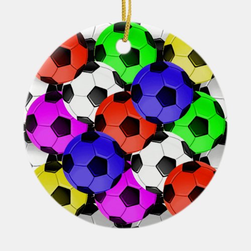 Multicolored American Soccer or Football Ceramic Ornament