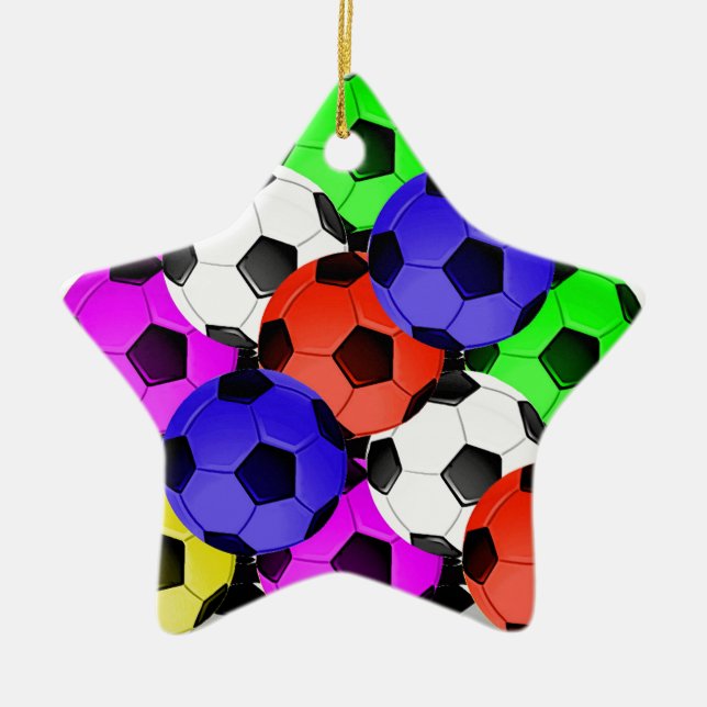 Multicolored American Soccer or Football Ceramic Ornament (Front)