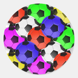 Multicolored American Soccer or Football Classic Round Sticker