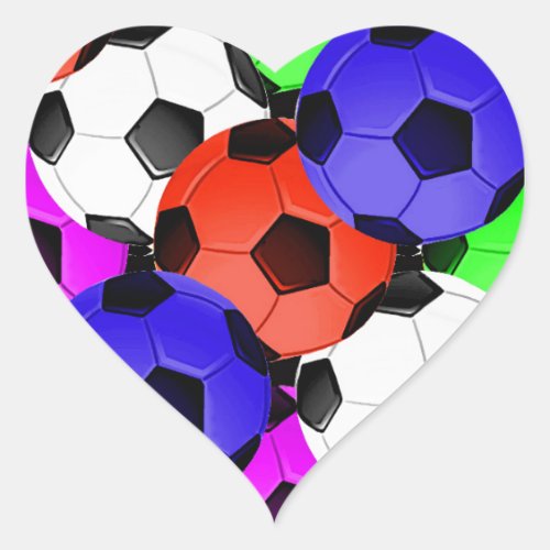 Multicolored American Soccer or Football Heart Sticker