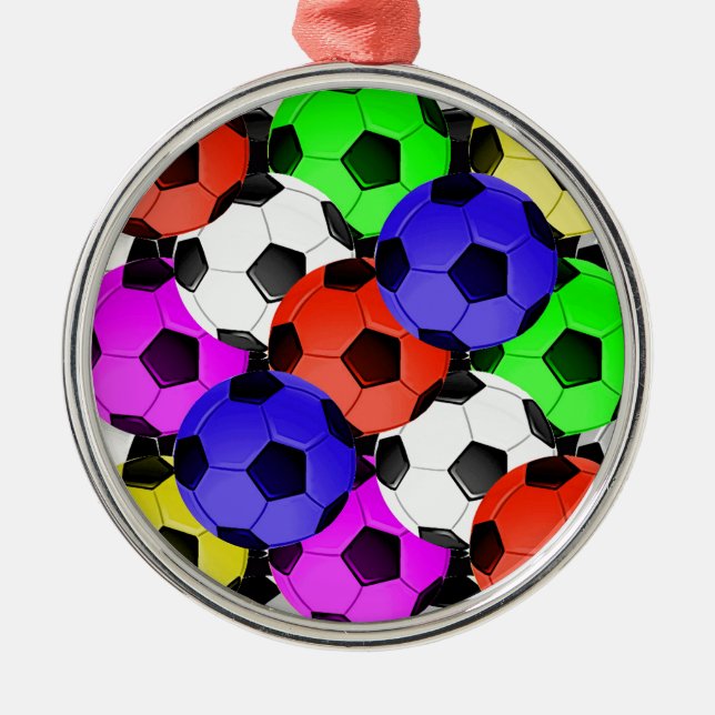 Multicolored American Soccer or Football Metal Ornament (Front)