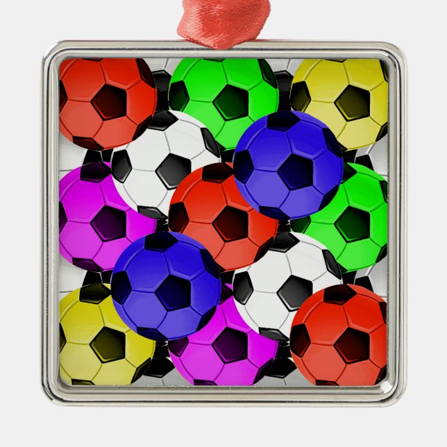 Multicolored American Soccer or Football Metal Ornament (Front)