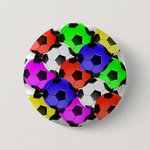 Multicolored American Soccer or Football Pinback Button
