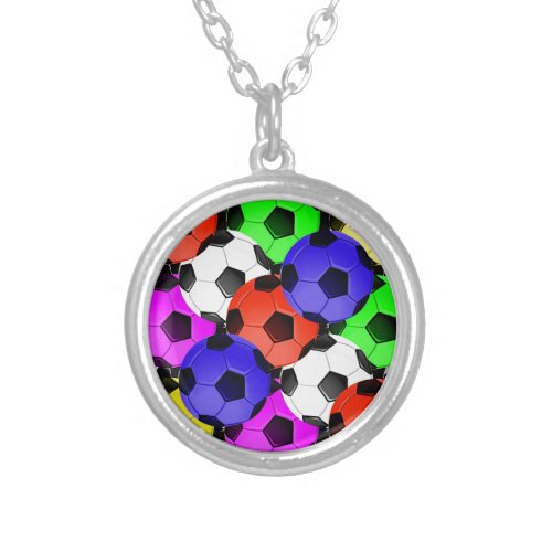 Multicolored American Soccer or Football Silver Plated Necklace