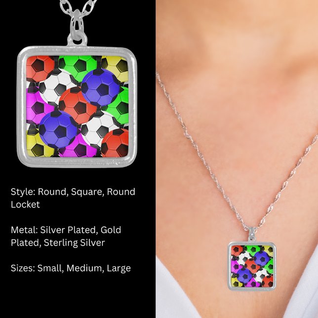 Multicolored American Soccer or Football Silver Plated Necklace (Multicolored American Soccer or Football Silver Plated Necklace)