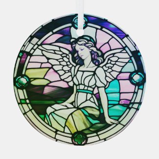 Multicolored Angel Stained Glass Window